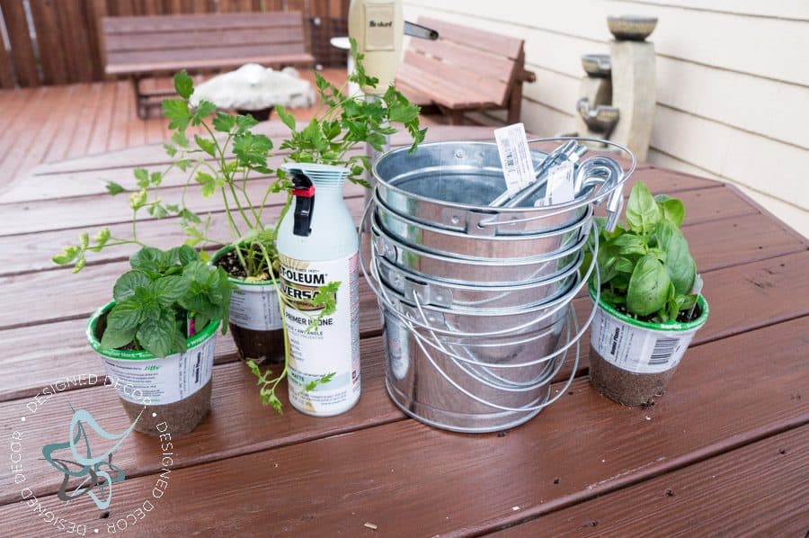 supplies to make a Vertical-Herb-Garden ladder