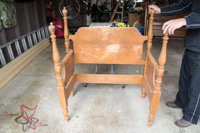 build-diy-repurposed-project-headboard-bench Repurposed Headboard Bench- French Bench- Furniture Stenciling (2 of 8)