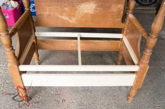 repurposed-headboard-bench-frame Repurposed Headboard Bench- French Bench- Furniture Stenciling (5 of 8)