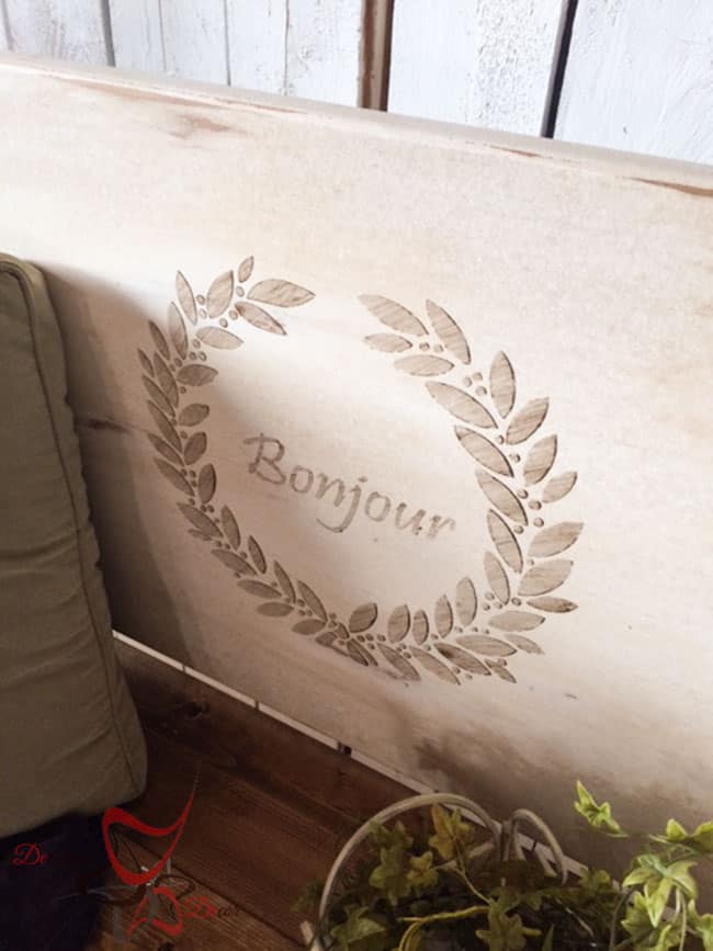 Repurposed Headboard Bench- French Bench- Furniture Stenciling (7 of 11)