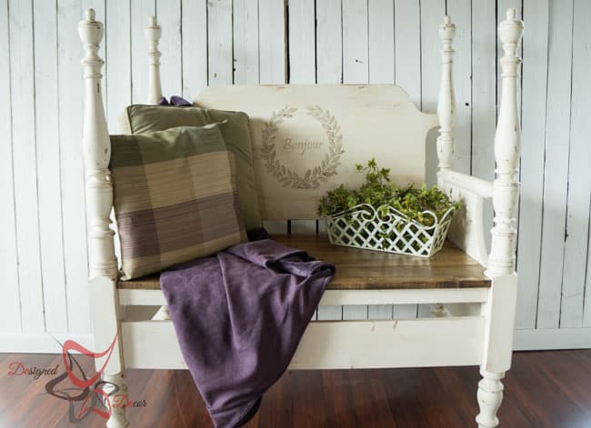 Repurposed Headboard Bench- French Bench- Furniture Stenciling (8 of 8)