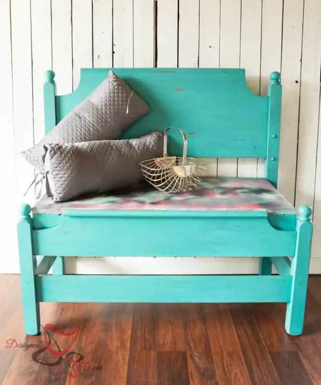 Repurposed-Bed-Bench-Unicorn Spit- Maison Blanche - www.designeddecor.com Repurposed-Headboard-Bench-Unicorn Spit- Maison Blanche