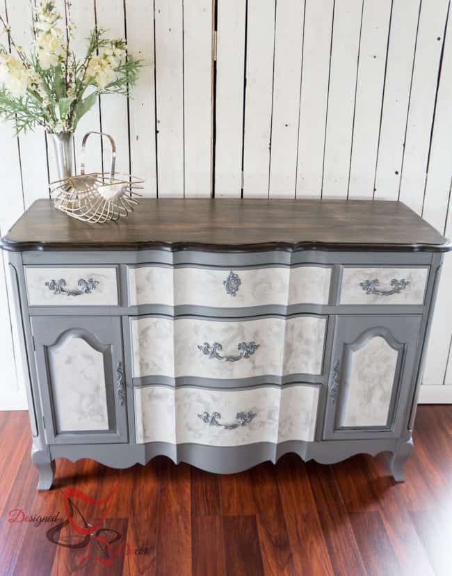 buffet painted with gray lime paint