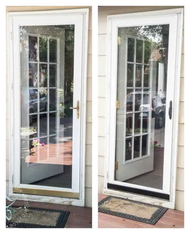 Spray-paint-hardware Schlage-door makeover
