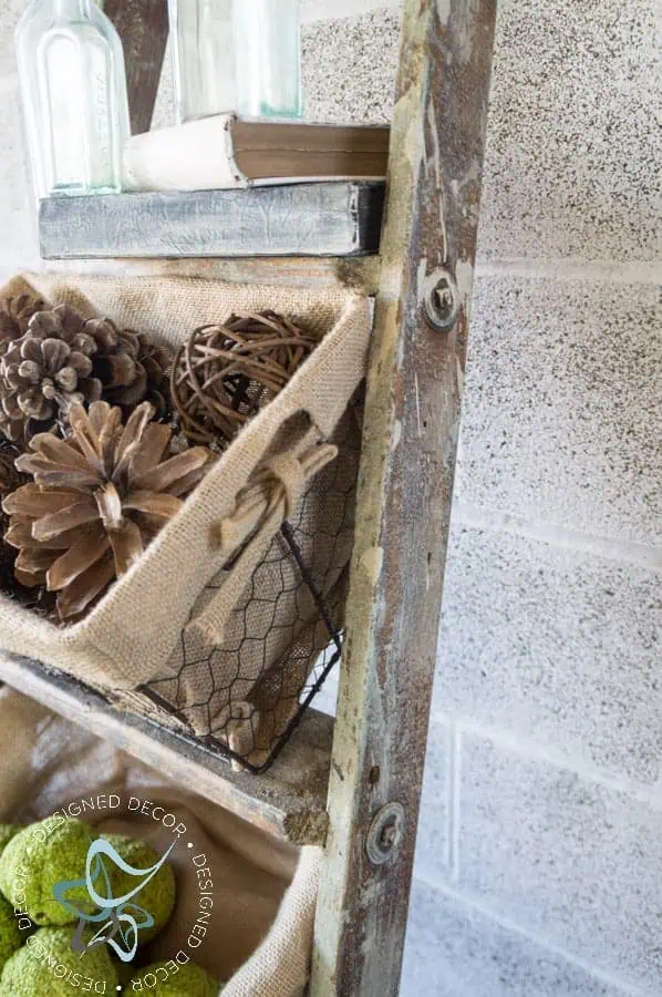 wire-basket-ladder-repurposed-leaning-home-decor-storage- wire-basket-ladder-repurposed-leaning-home-decor-storage-8
