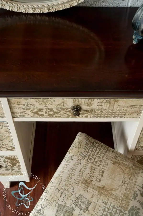 Wavery -Documented-Vermeil- Fabric- Desk Makeover painted-desk-fabric-drawer-fronts-2