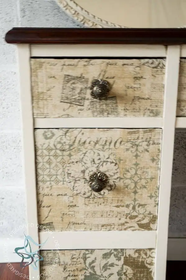 How to decoupage a desk using fabric painted-desk-fabric-drawer-fronts-5
