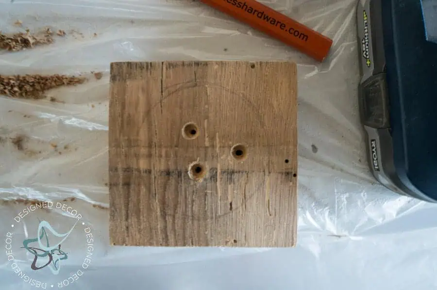 counter sink drill holes repurposed diy candlestick-3