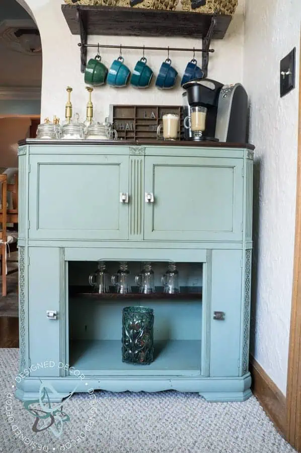 repurposed-radio-cabinet-coffee-bar-drink-station- Zenith 1940's radio console repurposed-radio-cabinet-coffee-bar-drink-station-29