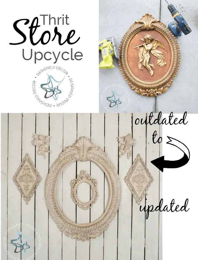 How to Transform your outdated thrift store treasures into updated home decor. Thrift-store-upcycle designeddecor.com Thrift Store Upcycle