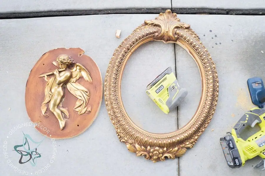 Ryobi -Power-tools to upcycle thrift store decor Updated-Ornate-Oval-Wood-Frame-9