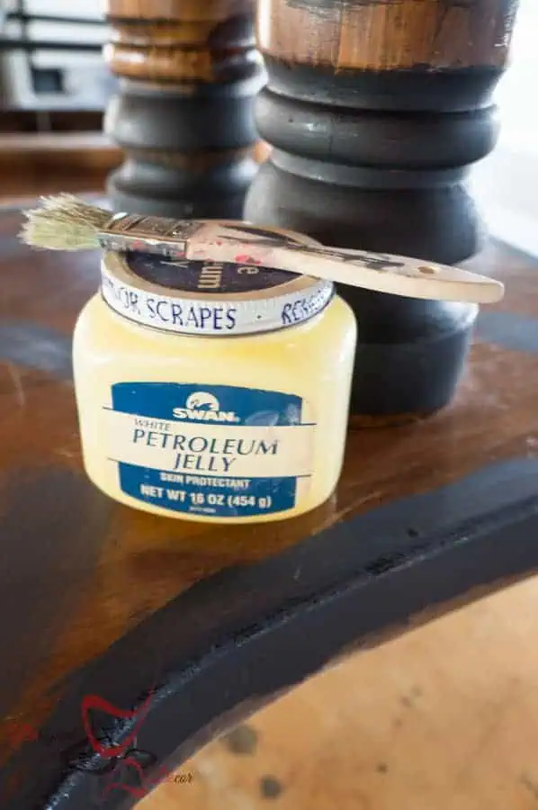 Using Vaseline to distress furniture Farmhouse Style Dining Table- Shabby Chic-Repainted Furniture- DIY- Round Dining Table and Chairs- Le Dirt- Aging Dust (2 of 15)