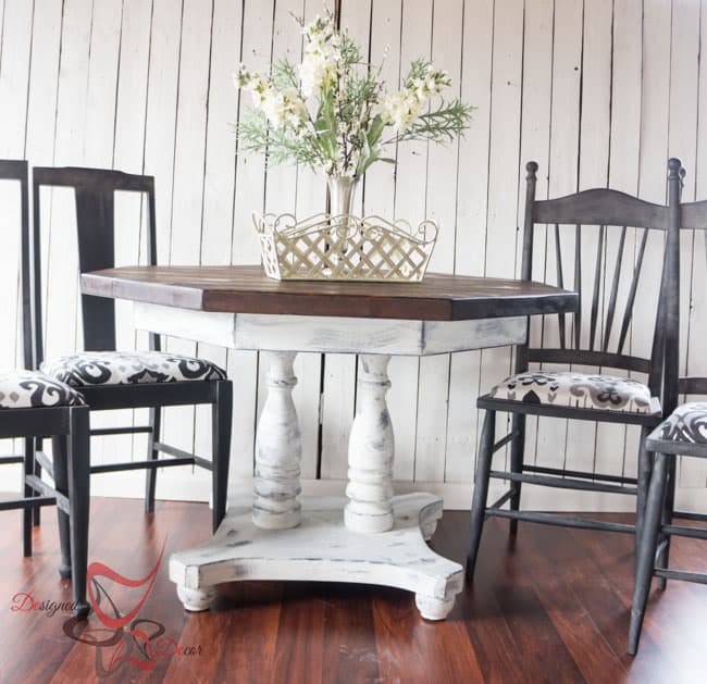 Farmhouse Style Dining Table- Shabby Chic-Repainted Furniture- DIY- Round Dining Table and Chairs- Le Dirt- Aging Dust (8 of 15)