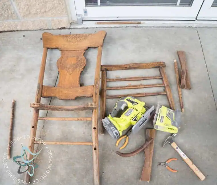 turn an old chair into a repurposed shelf Repurposed Chair Shelf-Towel Holder-5