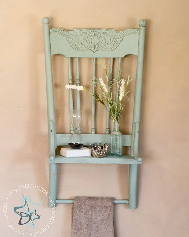 repurposed chair- Repurposed Chair Shelf-Towel Holder--9