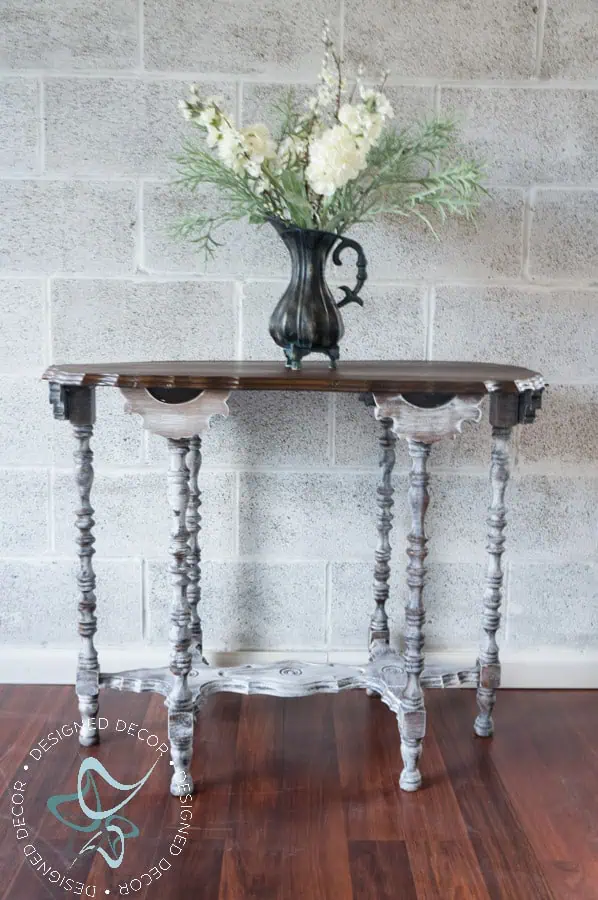 antique-oval-scalloped-accent-table-makeover-Designed Decor antique-oval-scalloped-side-table-2