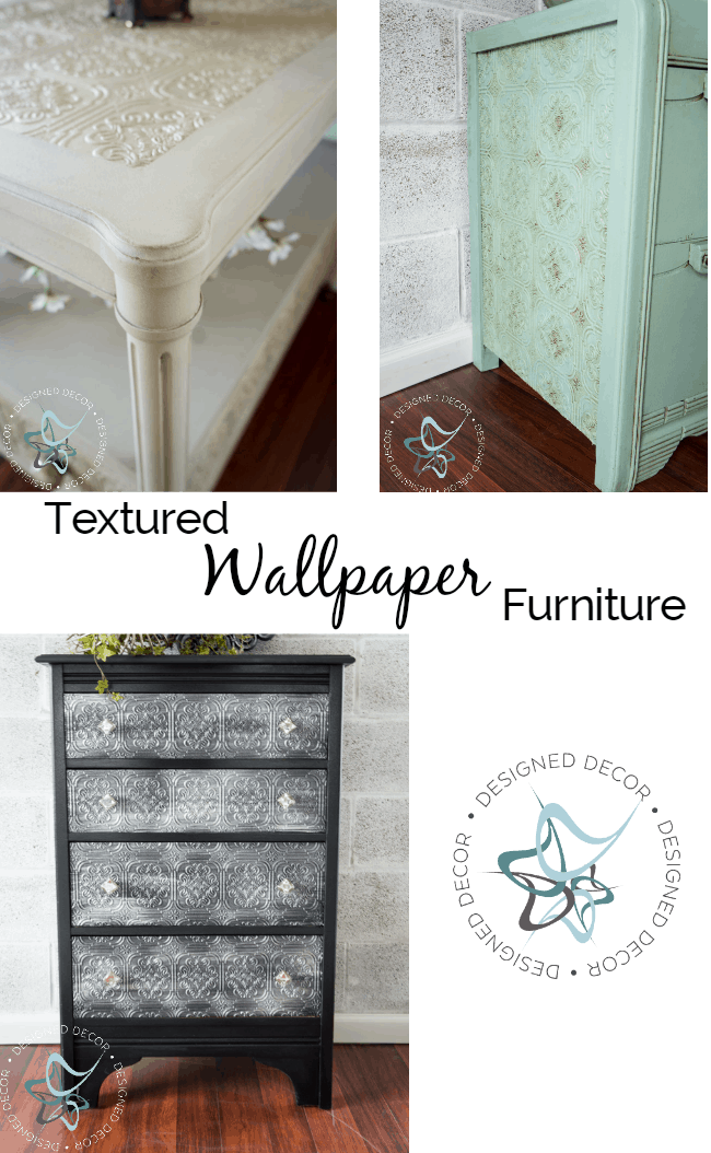 Use Paintable Wallpaper to Cover Ruined Furniture Tops