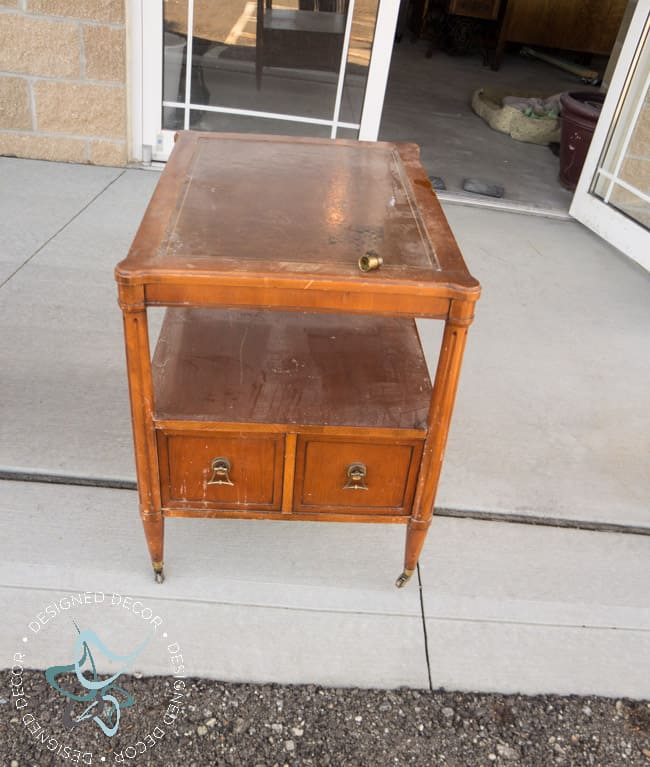leather top wood accent table
