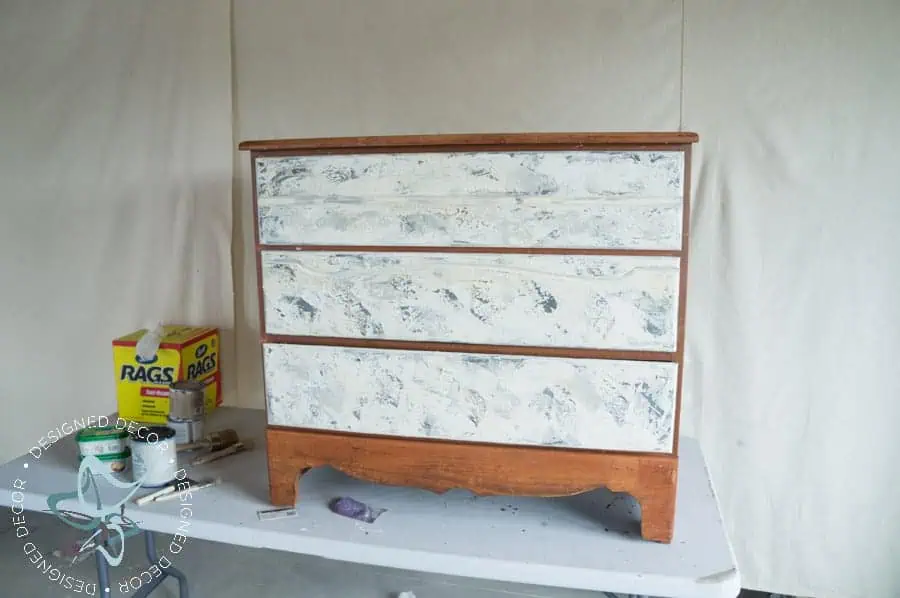 Painted Furniture Online Tutorial 3 drawer chest in progress to add plaster to the drawer fronts