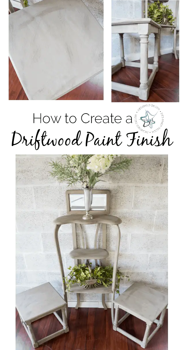 How to create a driftwood paint finish- online furniture painting workshop- Designed Decor graphic on How to create a driftwood paint finish