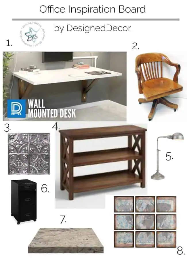 Office Inspiration Board - Office Makeover- One Room Challenge - Designed Decor Office Inspiration Board