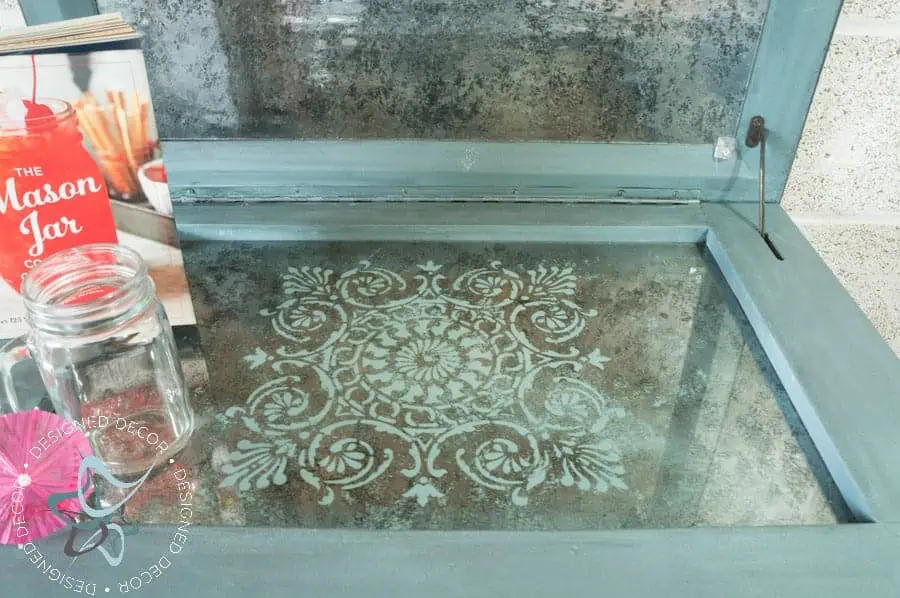 How to Reverse Stencil on glass- Antiqued glass