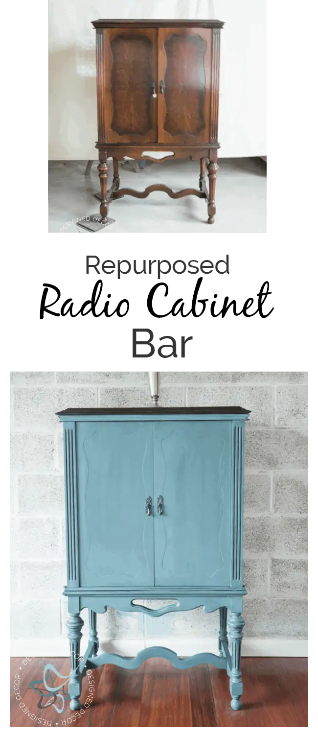 Repurposed Radio Cabinet Bar- Wine Bar- Designed Decor