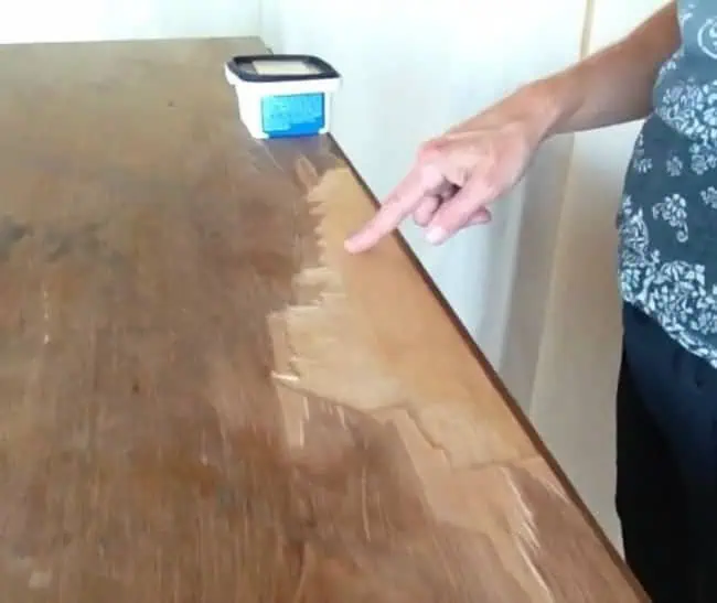 Damaged Veneer- Cover up with lime paint antique buffet with peeling veneer top