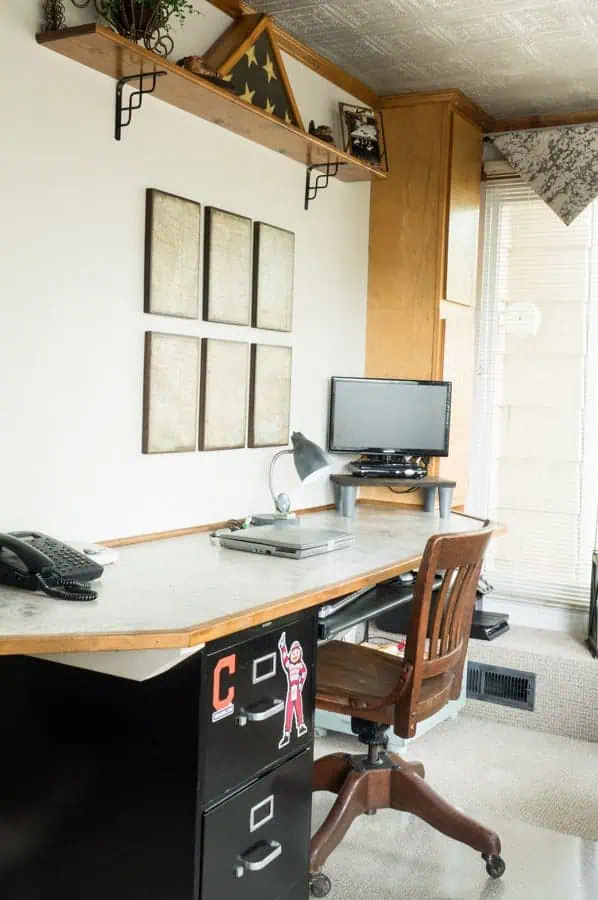 Office Makeover- Custom built wall mounted desk