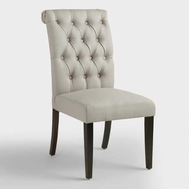 Tufted cream fabric dining chair