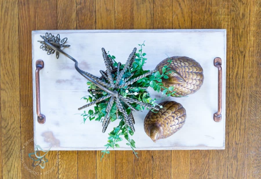 overhead image of a repurposed serving tray