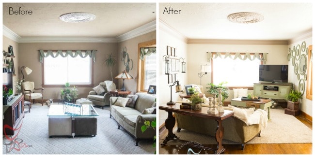 before and after living room makeover