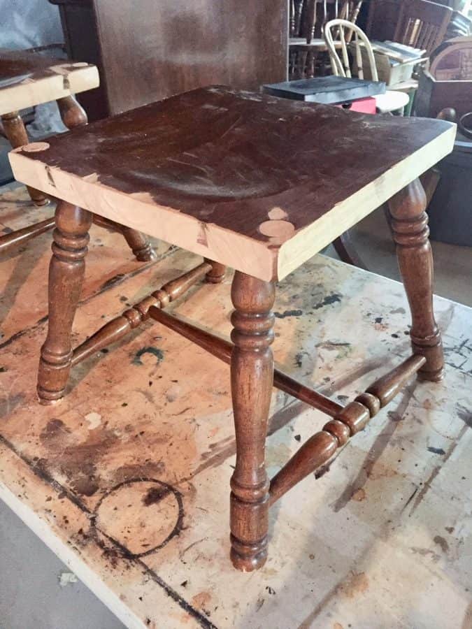 squaring off the chair seat to make stools