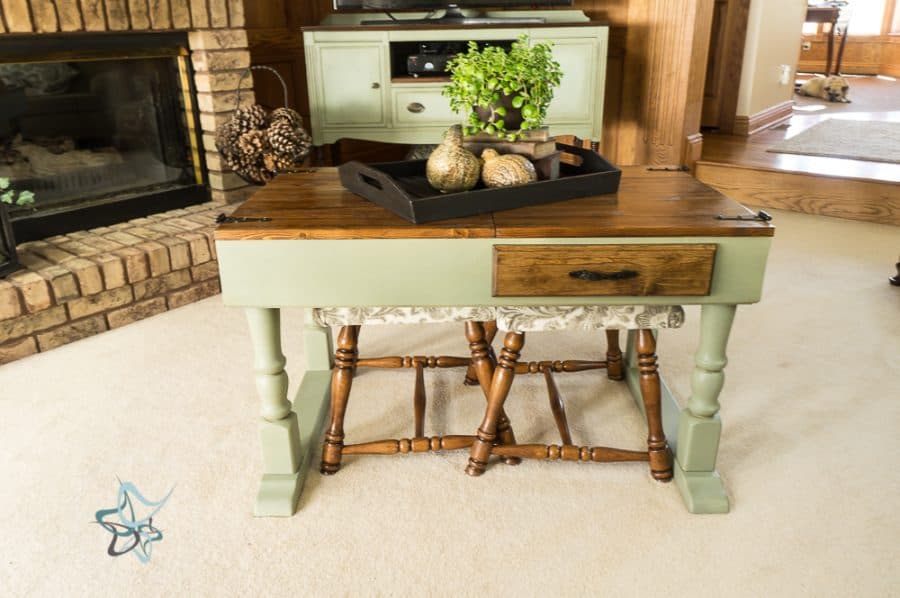 multi-purpose coffee table with hidden jigsaw puzzle