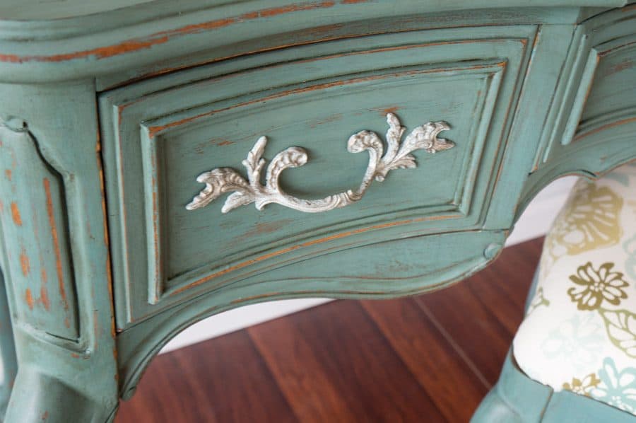 close up of a French provincial vanity