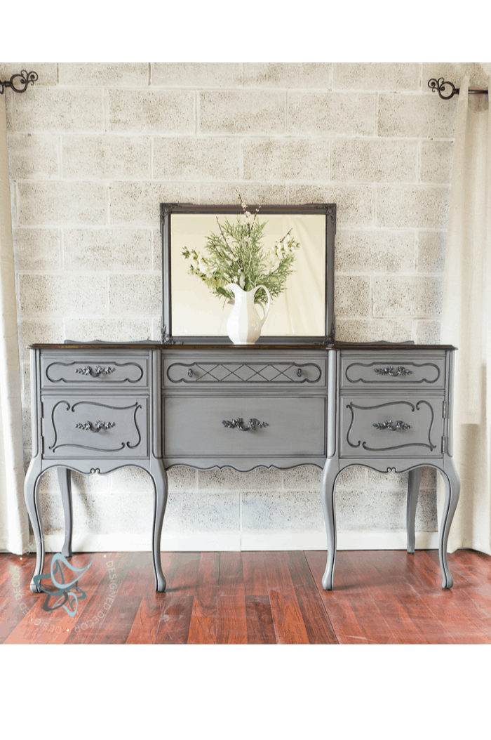 gray painted buffet