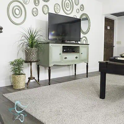 Modern Transitional Living Room Design-Touches of Vintage for the Airbnb