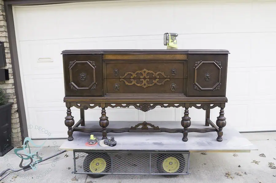outdated buffet- before antique buffet