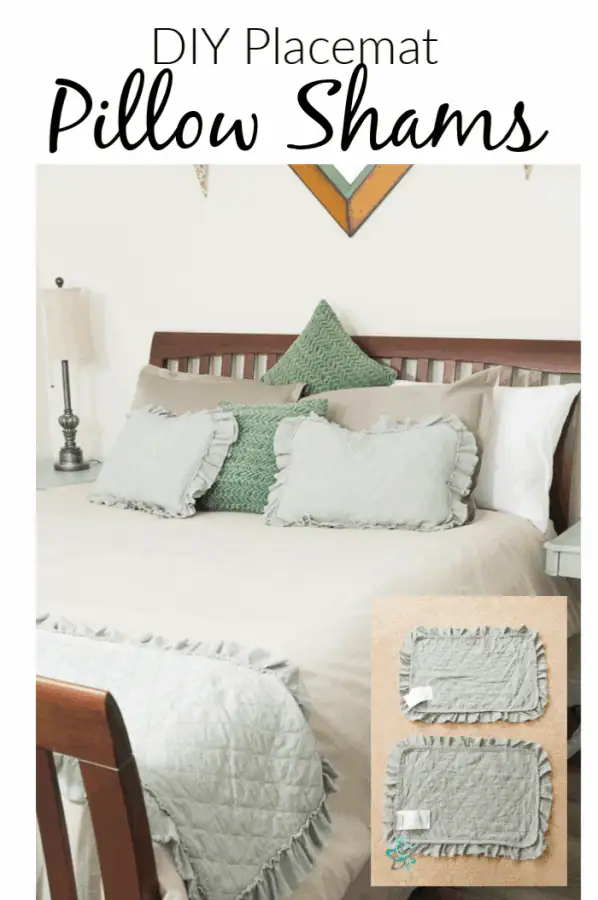 image of a bed with DIY placemat pillow shams