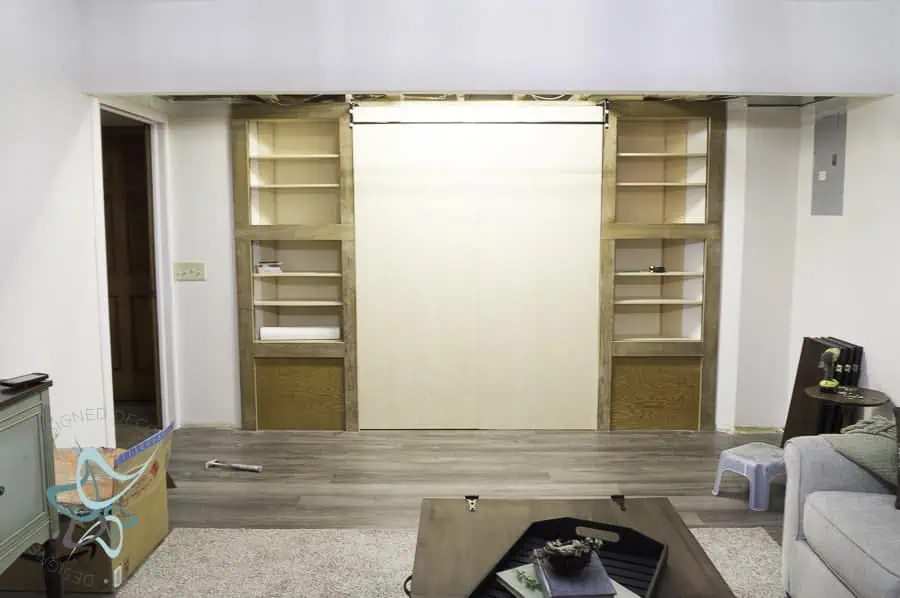 painting the built-in Murphy bed cabinets
