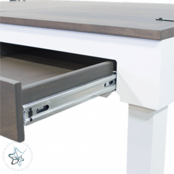 closeup view of open drawer in jigsaw puzzle table
