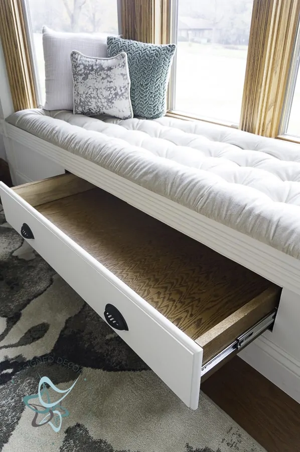 Bay Window Seat Bench with storage drawer