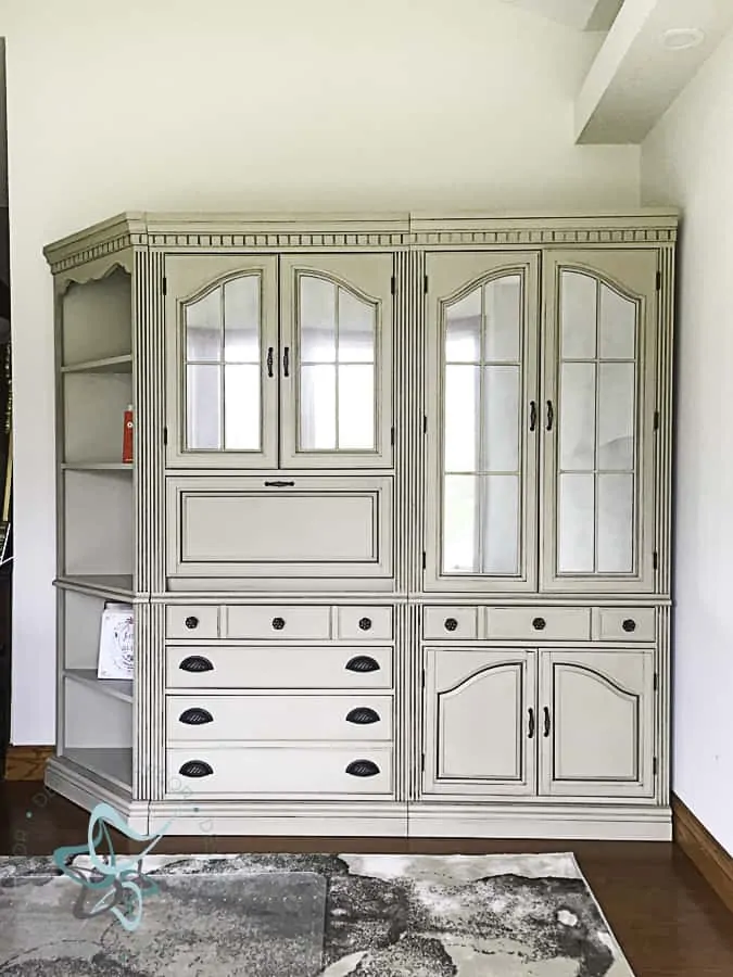 Office Cabinet Makeover using Chalk Paint painted wall office cabinets
