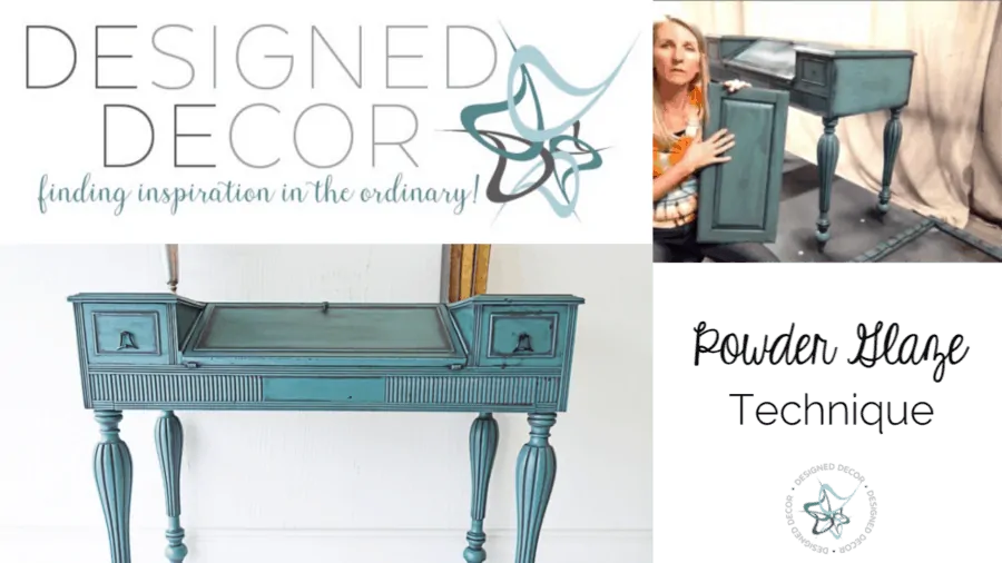 Powder Glaze Online Furniture Painting Workshop powder glaze technique graphic image of a painted desk and cabinet door