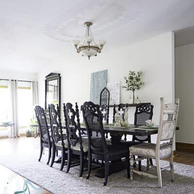 Revealing our transitional thrifted dining room makeover.