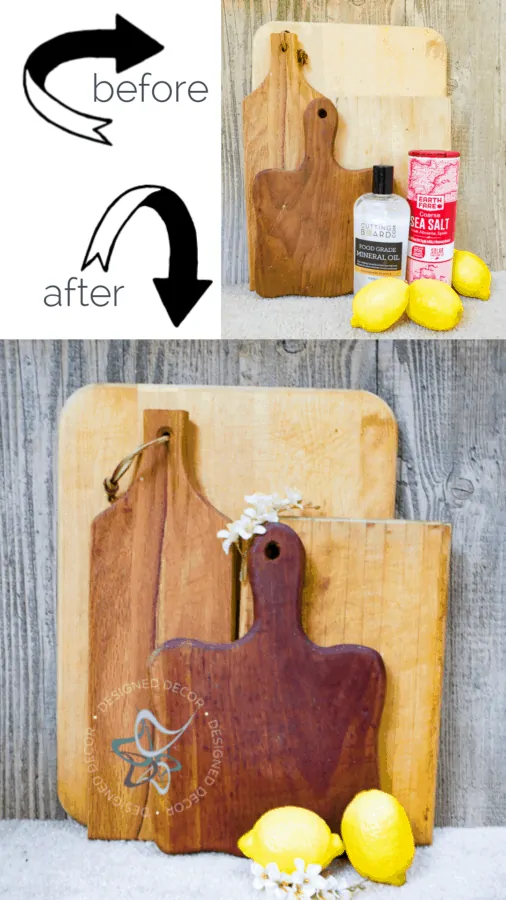 before after photos of clean cutting boards
