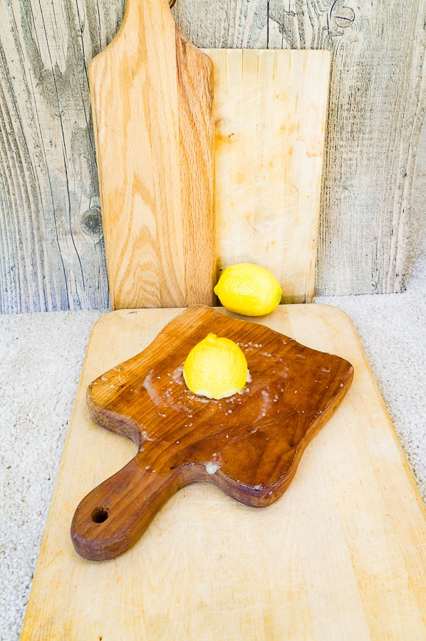 using sea salt and lemons to clean cutting boards