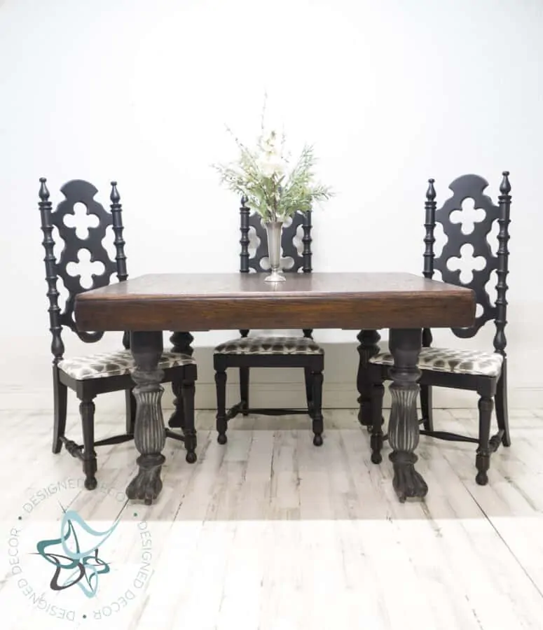 after picture of an antique table makeover