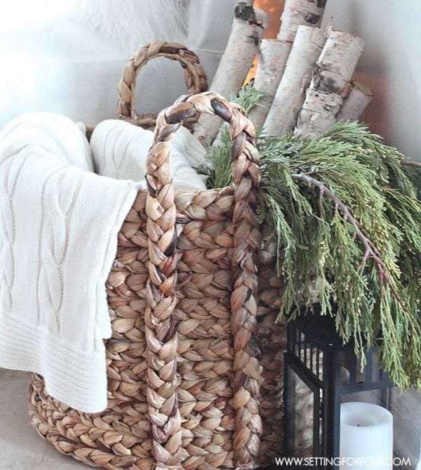 image of a serving tray decorated for  winter decor