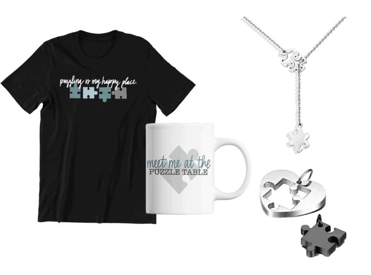 image of jigsaw puzzle lover t-shirt and mug